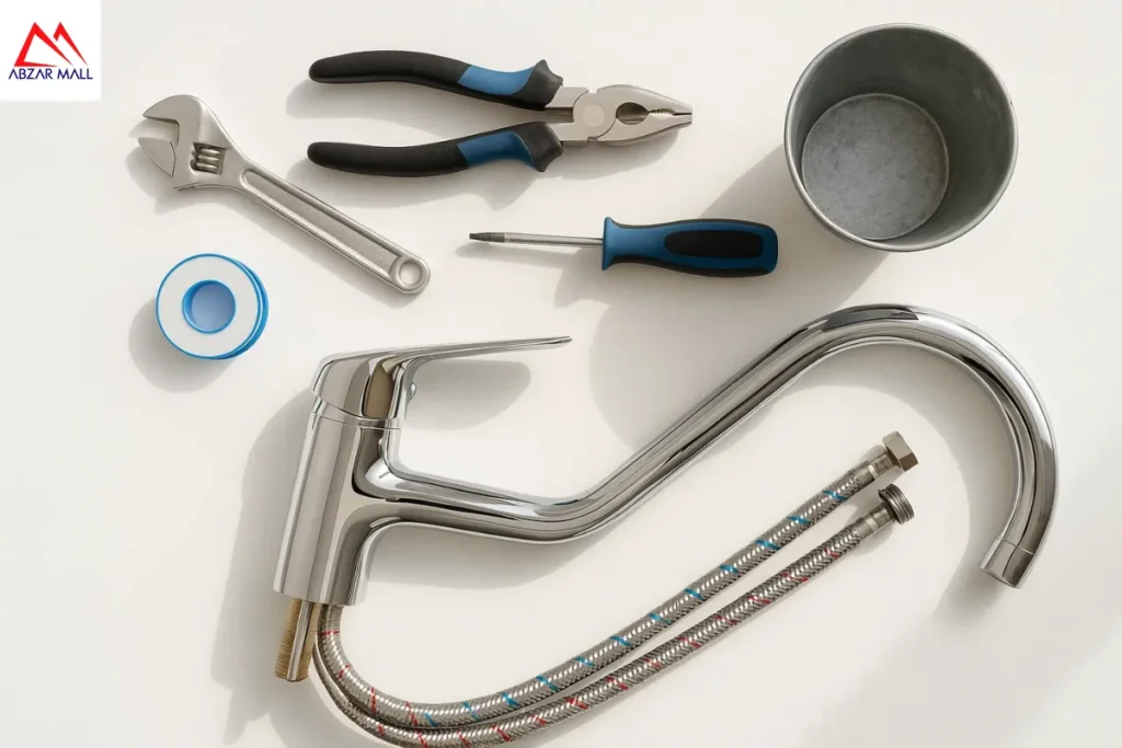 چک لیست ابزارهای لازم برای تعویض شیر آب آشپزخانه