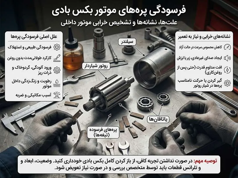 فرسودگی پره‌های موتور بکس بادی