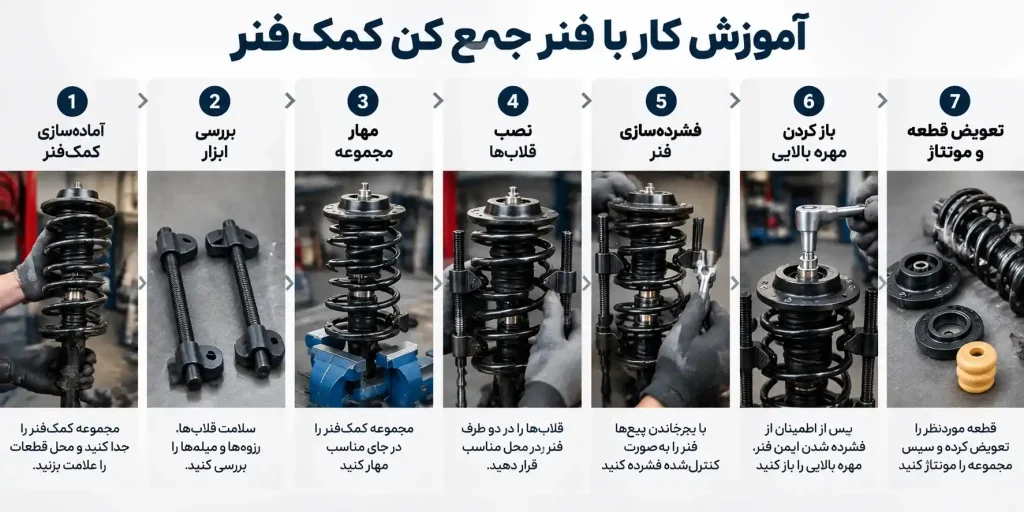 مراحل کار و نحوه استفاده از فنر جمع کن دستی
